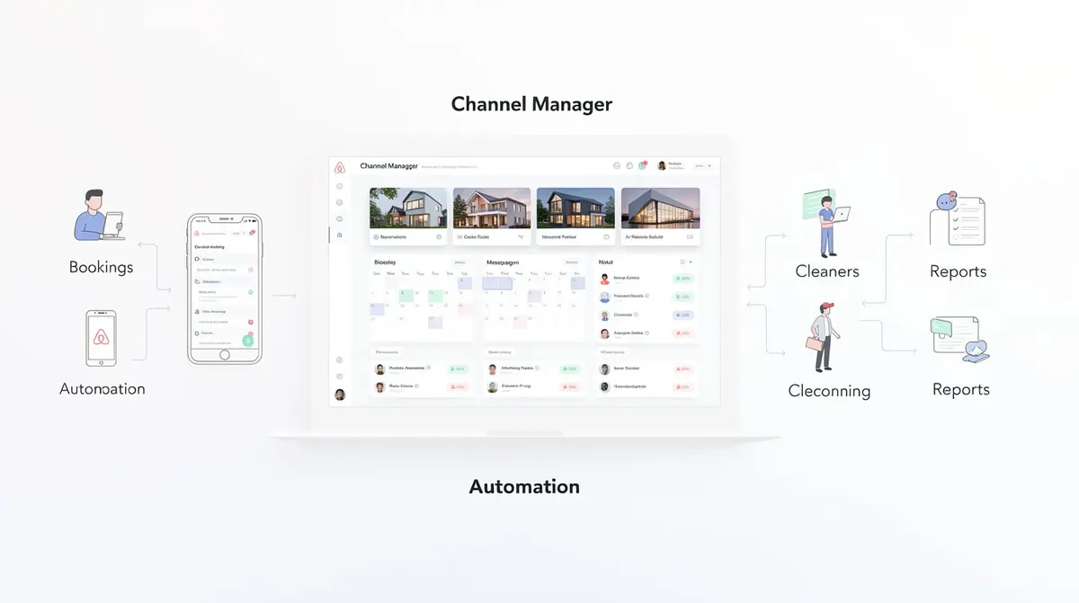 The functionality of an Airbnb management software, showcasing a clean and modern interface that highlights key features such as…