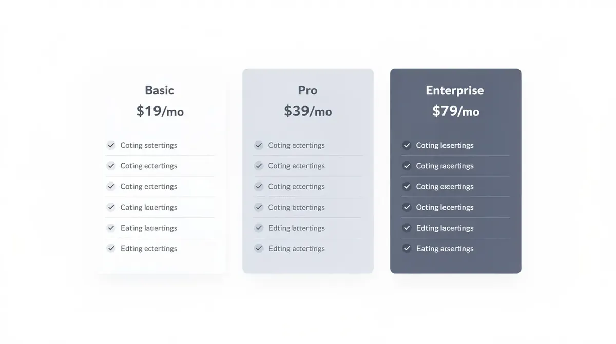 A side-by-side comparison of three pricing tier cards, each featuring a distinct background shade that transitions from light to dark.